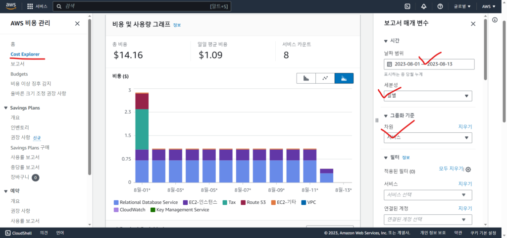 aws cost explorer 보고서 만들기