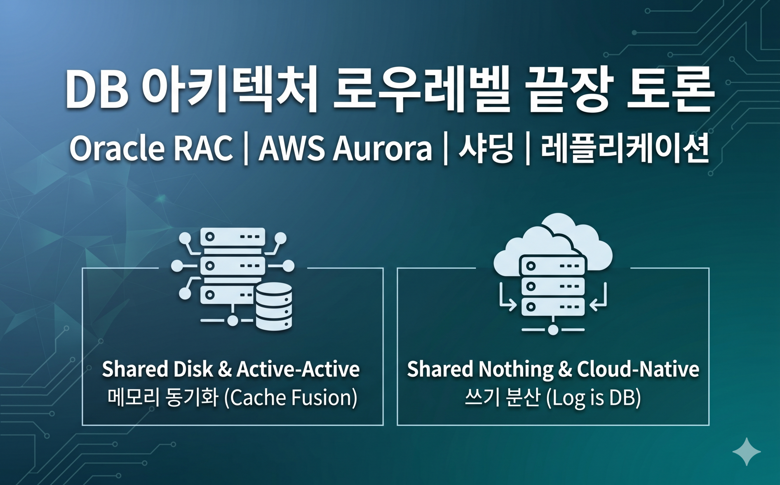 DB 아키텍처 끝판왕 토론: Oracle RAC, AWS Aurora, Sharding 로우레벨 분석